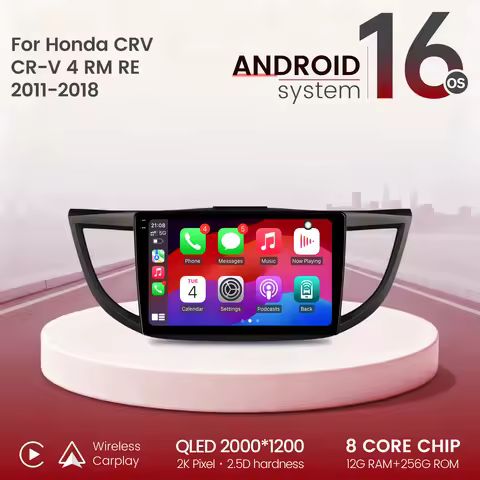 10" Car Radio For Honda CRV CR-V 4 RM RE 2011-2018 Android 16 Carplay Multimedia Touch 2K QLED Scree