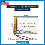 3.7V 450mAh 403040 Lithium Polymer Battery MP3 MP4 GPS Bluetooth Quran Pen Reader Microphone [Bateri