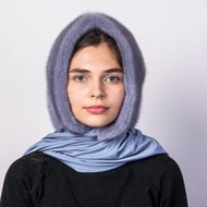 女士皮草圍巾頭飾真皮草貂皮披肩俄羅斯皮草帽子皮草貂皮兜帽