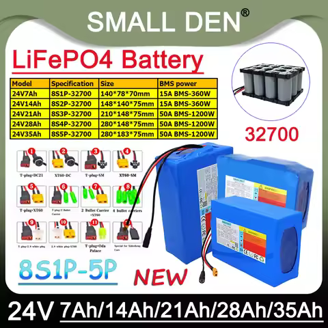 24V 7AH 14AH 21AH 28AH 35AH LiFePO4 Battery Pack 32700 8S1P-5P Built-in BMS For 25.6V UPS Home Appli