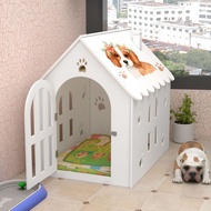 Dog House Outdoor Indoor Closed Pet House Pomeranian Teddy Villa Dog House Cat Litter Removable Washable Plastic
