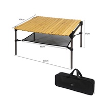 NOBANA โต๊ะพับกลางแจ้ง โต๊ะประกบไม้ไผ่ โต๊ะสนามแค้มป์ปิ้ง โต๊ะไม้ไผ่พับได้