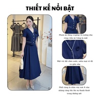 NGOCHA DESIGN Evelyn Set_ Feminine Office Blue Floral Crop Top and Flared Skirt BJ176
