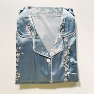 <901>Womens Silk Satin Pajamas Set Long Sleeve Two Piece Pj Sets Sleepwear Loungewear Button Down Fl