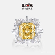 Simulation 12ct10 Ice Flower High Carbon Diamond Ring Female Ring Wilson Cut Square * Diamond Ring 1