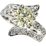 12號，鑽石（推薦LY-I1）0.87克拉，鑽石0.27克拉，Pt900鉑金戒指，6.1克，女士款 [二手]