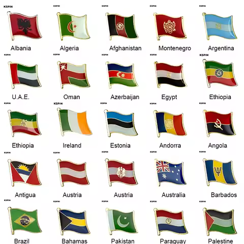 10pcs a lot Country Flag Badge Flag Brooch National Flag Lapel Pin International Travel Pins Collect