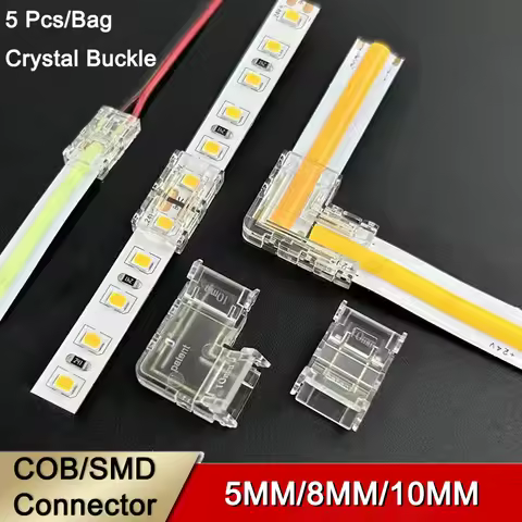 Reusable Crystal SMD Cob Led Strip Light Connector 5mm 8mm 10mm 2 Pin 2Pin Corner Led Connector