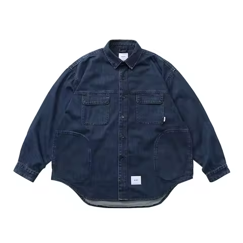 MADN WTAPS MDNS Loose Fit Thiened Long Sve Men's Denim Jaet Spring Youth Trend Japanese Retro Sle Pu