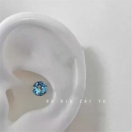 Hoa Tai Bằng Thép Titan 6mm Cross Flash Blue Double Piercing Butterfly Ear Cuff Fashion Jewelry Phụ