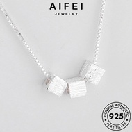 AIFEI JEWELRY Square Original Chain For Leher 925 Necklace Simple Silver 純銀項鏈 Perak Women Pendant Accessories Perempuan Rantai Korean Sterling N124