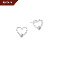 Top Cash Jewellery 10K Lab Grown Heart Design Beads Line Diamond Stud Earrings