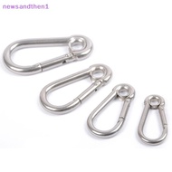newsandthen1 M4 M5 M6 M7 M8 Stainless Steel Carabiner Carbine Snap Hook with Eyelet Spring Buckle Ke