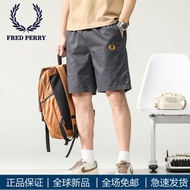 นำเข้า2024 FRED PERRY Fp ข้าวสาลีกางเกงขาสั้นผ้าฝ้ายแท้สำหรับผู้ชายเทรนด์ใหม่แบบโจ๊กเกอร์ทรงหลวมสไตล