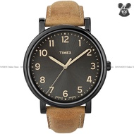 TIMEX T2N677 Men's Analog Watch Originals Classic Round Quartz 42mm Tan Leather Strap Black Dial *Or