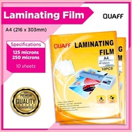 ◇ ▦ ☫ (10sheets) A4 Size QUAFF Laminating Film 125micron & 250micron Hot Process Laminating Film