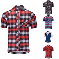 Men's Flannel Road bike Flannel bike Jersey - Blackred