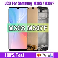 M30S Samsung หน้าจอ LCD สำหรับ OLED แบบ M30S M307จอแสดงผล LCD แบบสัมผัสหน้าจอ M307F SM พร้อมกรอบดิจิ
