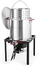 60 Qt. Seafood Boil Pot and Burner Kit Seafood Boiling Pot with Basket, 110,000 BTU Aluminum Crab Bo
