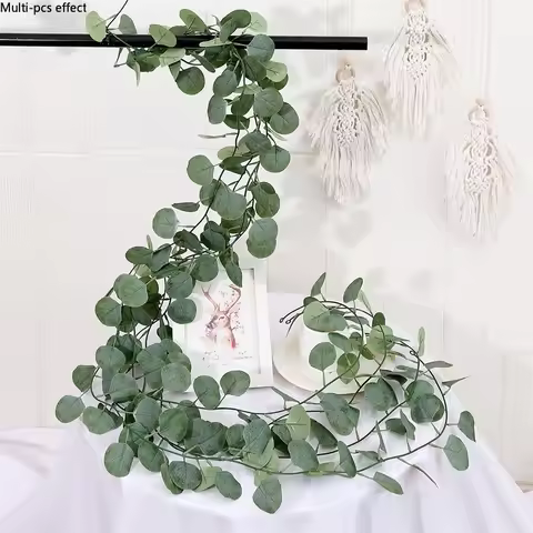 12pcs Outdoor Uv-Resistant Simulated Eucalyptus Wreath - Lush Artificial Greenery Vines for Wedding 