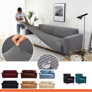 F2C Sofa Cover Non-Slip Dustproof Solid Color 1/2/3/4 Seats Elastic