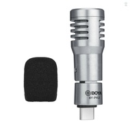 hilisg) BOYA  BY-P4U Omnidirectional Condenser Microphone Mini Mic with Windscreen Type-C Port Replacement for Android Smartphone Tablets Vlog Shooting Live Stream Interview