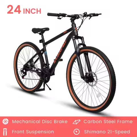 Ecarpat Mountain Bike 24 Inch Wheel, 21-Speed 15" Steel Frame, Mens Womens Trail Commuter City Mount