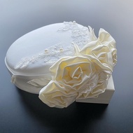 New store openingWhite wedding bride Fedora hat bridal fascinators lady pillbox hat flower church be