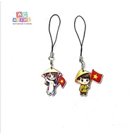 Phone charm keychain Phone Strap Model - Couple Holding Flag I love Vietnam