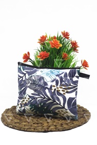 Dompet Pouch Kosmetik Wanita Kanvas Uk 20 x 13 CM Motif PALMAS BIRU