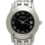Gucci 5500L 石英錶，黑色錶盤，不鏽鋼錶殼，女錶