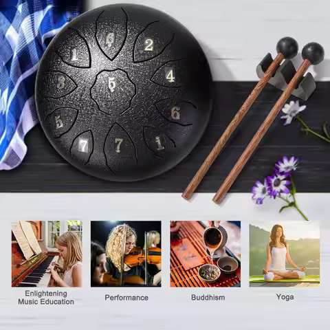 8 inch Steel Tongue Drum 11 Tone Hand Pan Tank Drum Music Percussion Instrument
