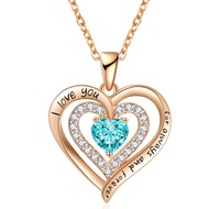 LIANYU Heart Necklaces for Women, Birthday Gifts for Women Birthstone Women Necklace Jewelry for Wom