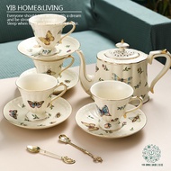 Bemular Kitchen B2 T1 European Style Flower Tea Coffee Cup Saucer Pot Set Butterfly Dragonfly Pastor