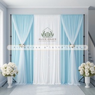 Set Of F001 Cloth 2 Curtains With Mosquito Nets 1 White In The Middle Width 2.5-3 Height 2.4 Meters 
