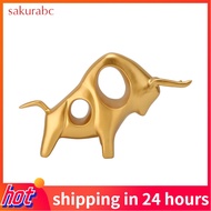 Sakurabc Exquisite Abstract Bull Sculpture Resin Golden Fighting Ox ADS