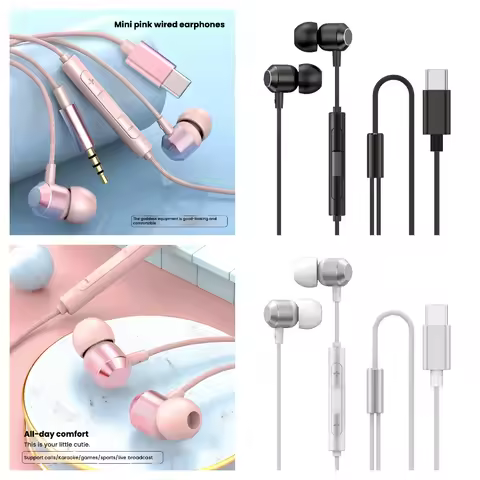 A3 1.2M 9D HIFI Heavy Bass Earphone Type-C IOS Digital Chip 7.1 Surround Stereo Wired Headset With M