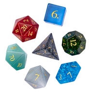 new Cusdie 7 Bulk Stone Glass DND Dices Random Color Gemstone Dice Set D4 D6 D8 D10 D% D20 Polyhedra