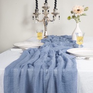 Seersucker Tassel Wrinkle Cloth Table Runner Tablecloth Wedding Party Table Decoration Table Runner 