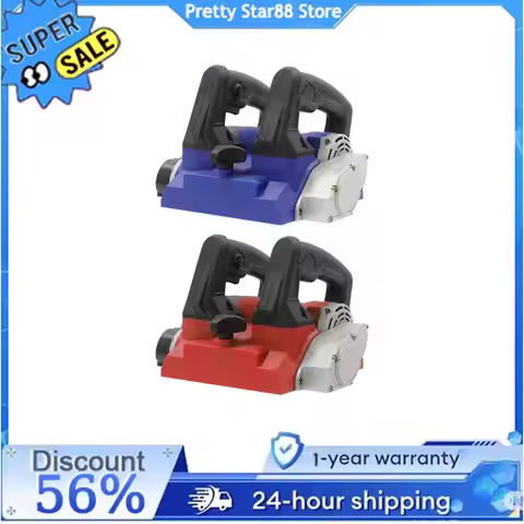 1300W Power Hand Planer Portable Roller Planer with Cable Electric Wall Planer Blue/Red Adjustable D