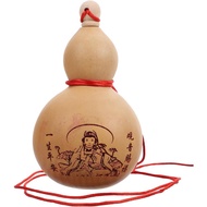 Chinese Natural Dried Gourd with Stopper and Gossip Carved Wine Gourd Feng Shui Wu Lou Wu Lu Hanging