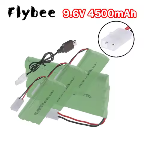 9.6v Charger + 9.6v 4500mah Rechargeable Battery For Rc toys Car Truck Robots RC Boat, AA Ni-MH 9.6v