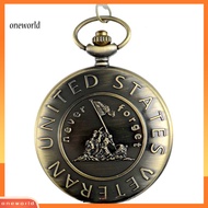 Oneworld| Vintage US Veteran Army Bronze Pocket Watch Quartz Necklace Pendant Antique Gift