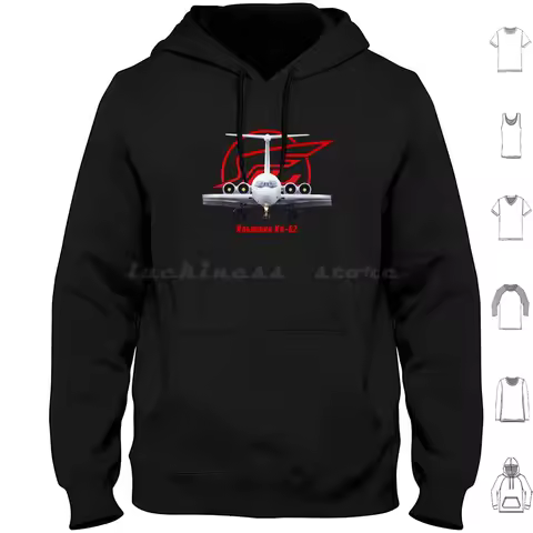 Ilyushin Il-62 Design Hoodie cotton Long Sleeve Ilyushin Il62 Aviation Jet Soviet Red 62 Russia Mosc