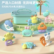 Infants Toddlers Chewable Teether Hand Rattle Set Toys-Year-Old Baby Boys Girls Soft Rubber Hand Rat