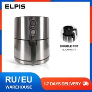 ELPIS Air Fryer 5 Liter 1400 Watts Knob Control Air Fryer Without Oil Double Nonstick Pots Electric Deep Fryer Oven Multi Cooker