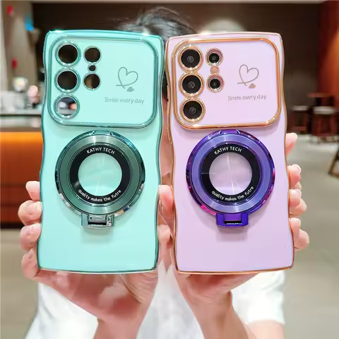 For Magsafe Large Window Case For Samsung S26 S25 S24 S23 S22 Ultra Plus FE Silicone Cover For Samsu