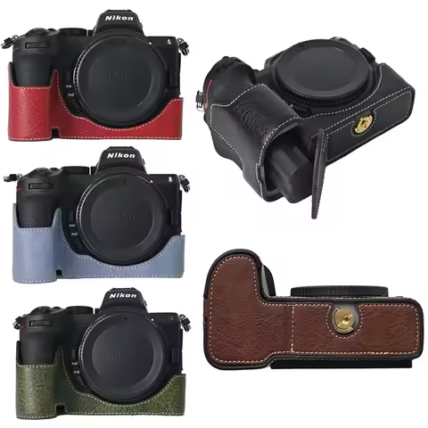 PU Leather Camera Half Case for Nikon Z6II Z7II Z5 Bottom Opening Magnetic Cover