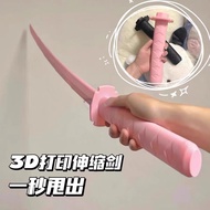 Black Pink Samurai Retractable Sword Retractable Knife Carrot Knife Family Samurai Blade Long Decomp