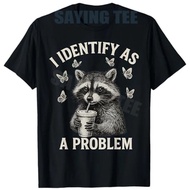I Think I'm A Problem. Y2K Funny Raccoon T-Shirt With Mock Text Novelty Gift Clothes